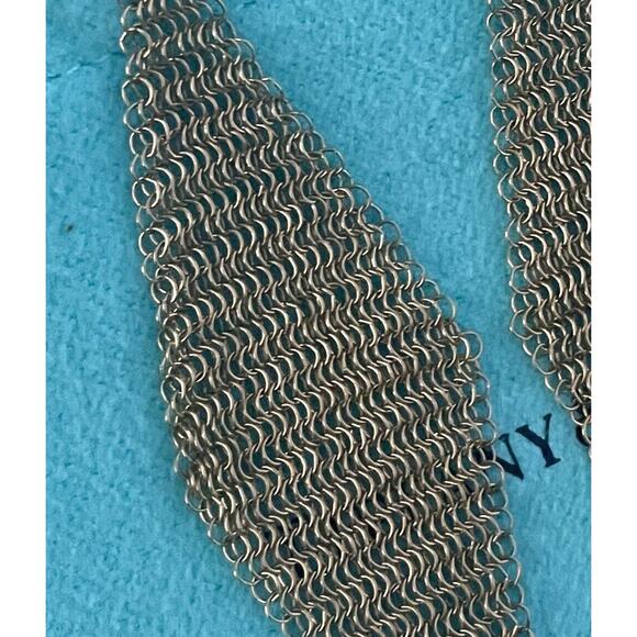 Tiffany & Co. 18k Gold Peretti Diamond Drop Dangle Mesh Scarf Hook Earrings 3” - Picture 4 of 10